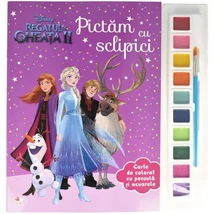 Disney. Regatul de gheata II. Pictam cu sclipici. Carte de colorat cu pensula si acuarele